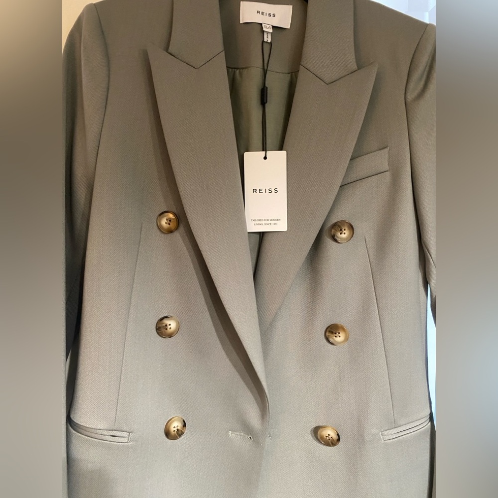 REISS- Sage Green Blazer with Gold-Tone Details - Picture 2 of 9